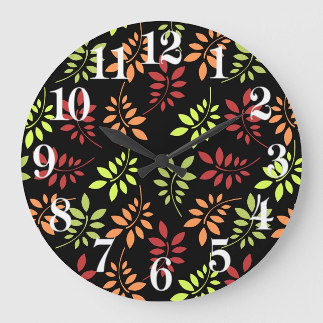 Colourful Autumn Leaves in Warm Tones Large Clock (Front)