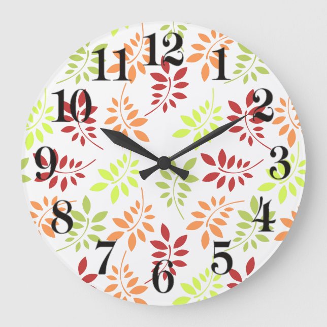 Colourful Autumn Leaves in Warm Tones Large Clock (Front)