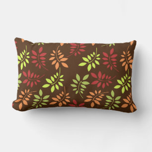 Colourful Autumn Leaves in Warm Tones Lumbar Cushion