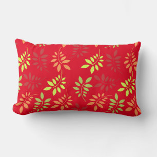 Colourful Autumn Leaves in Warm Tones Lumbar Cushion
