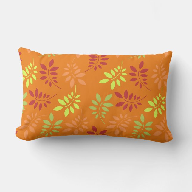 Colourful Autumn Leaves in Warm Tones Lumbar Cushion (Front)