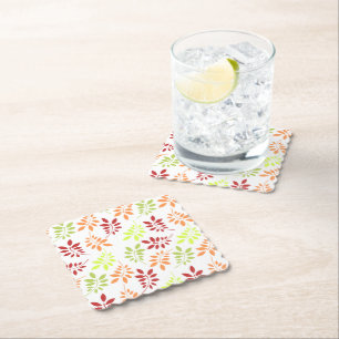 Colourful Autumn Leaves in Warm Tones Paper Coaster