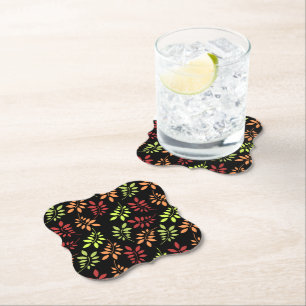 Colourful Autumn Leaves in Warm Tones Paper Coaster