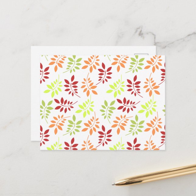 Colourful Autumn Leaves in Warm Tones Postcard (Front/Back In Situ)