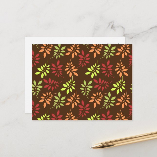 Colourful Autumn Leaves in Warm Tones Postcard (Front/Back In Situ)