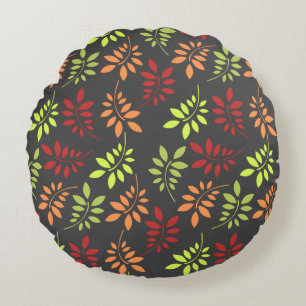 Colourful Autumn Leaves in Warm Tones Round Cushion