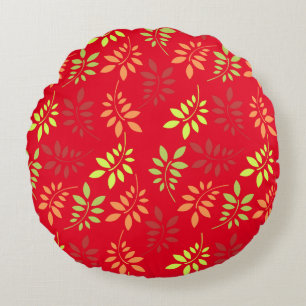 Colourful Autumn Leaves in Warm Tones Round Cushion