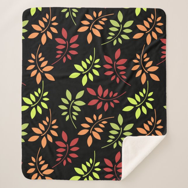 Colourful Autumn Leaves in Warm Tones Sherpa Blank Sherpa Blanket (Front)