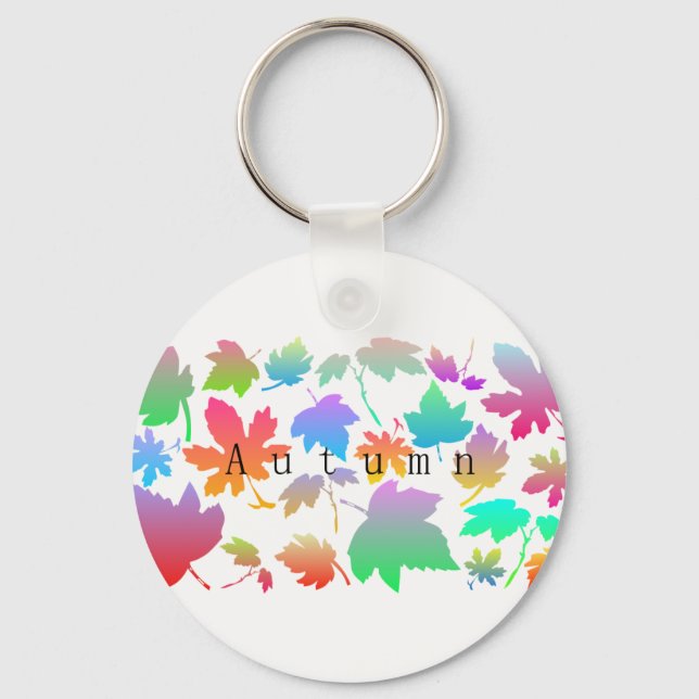 Colourful autumn leaves key ring (Front)