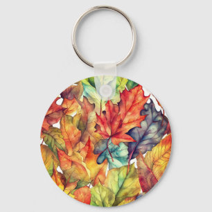 Colourful Autumn Leaves Key Ring