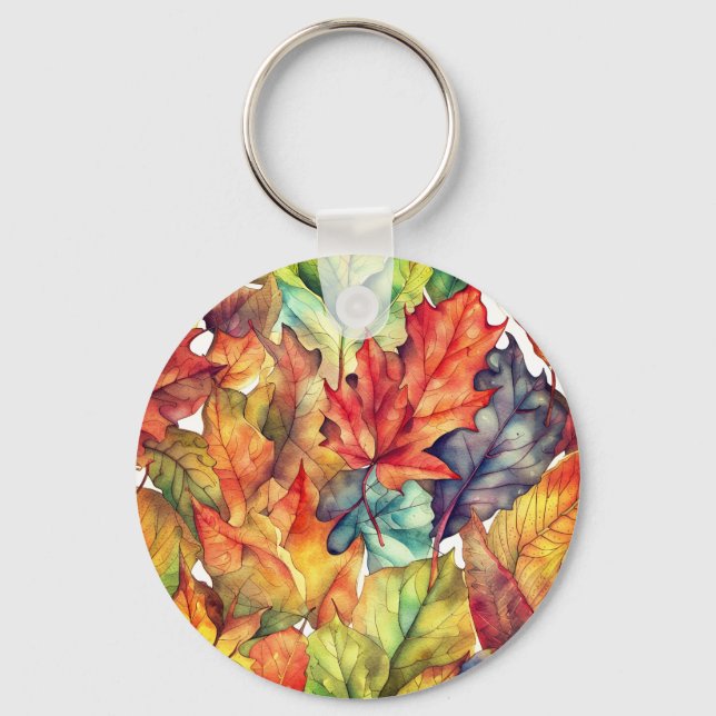 Colourful Autumn Leaves Key Ring (Front)