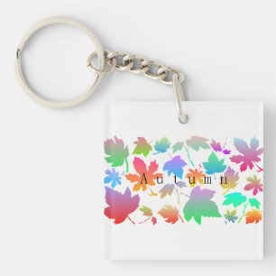 Colourful autumn leaves key ring