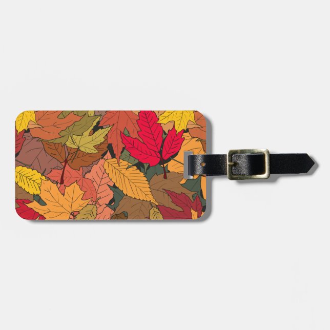 Colourful autumn leaves luggage tag (Front Horizontal)