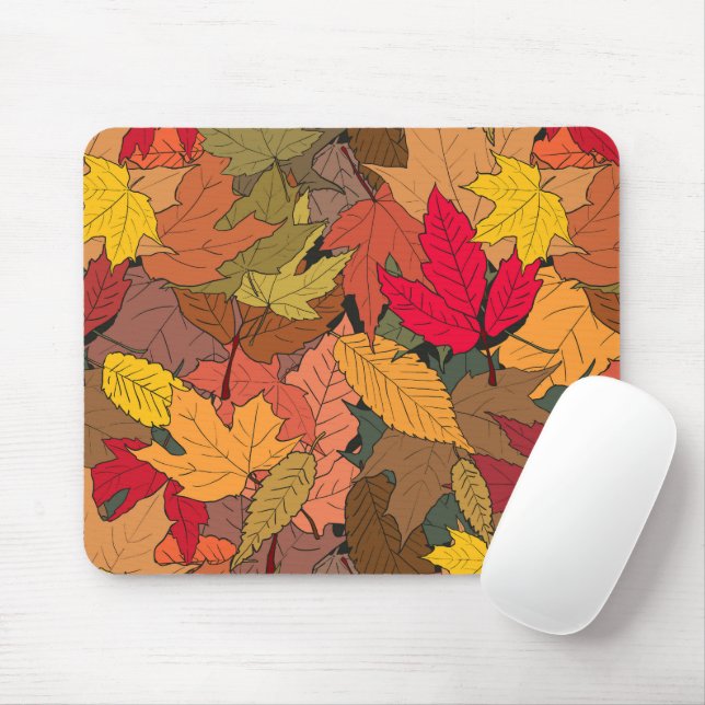 Colourful autumn leaves mouse pad (With Mouse)