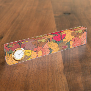 Colourful autumn leaves nameplate