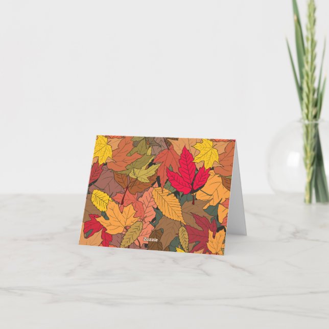 Colourful autumn leaves note card (Back)