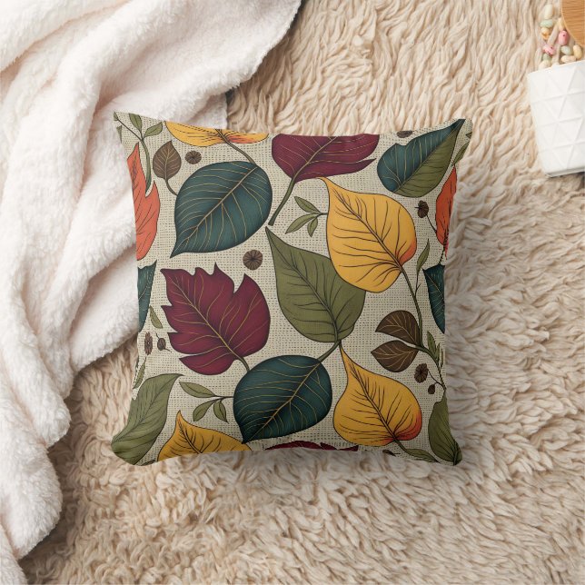 Colourful autumn leaves on textured background cushion (Blanket)
