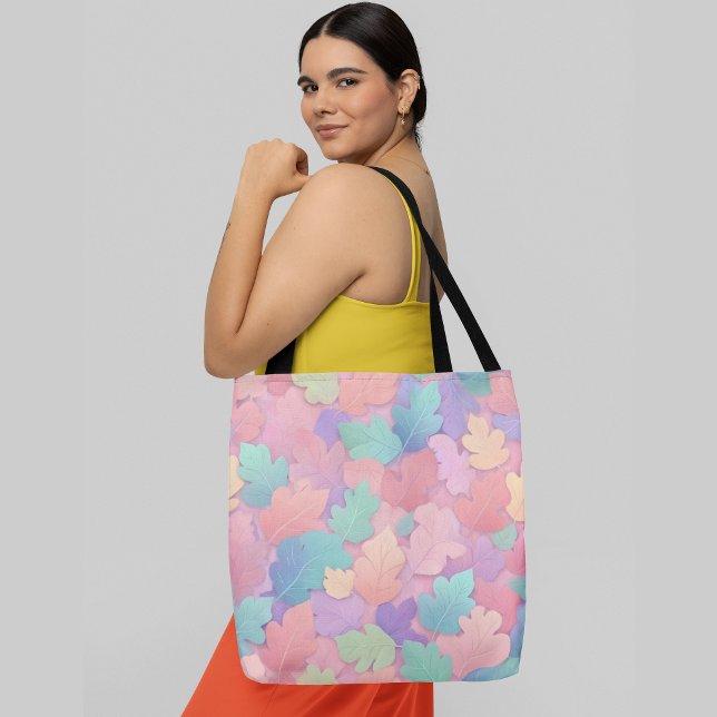 Colourful autumn leaves pastel background tote bag (Creator Uploaded)