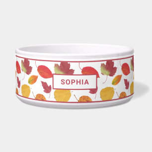 Colourful Autumn Leaves Pattern & Custom Pet Name