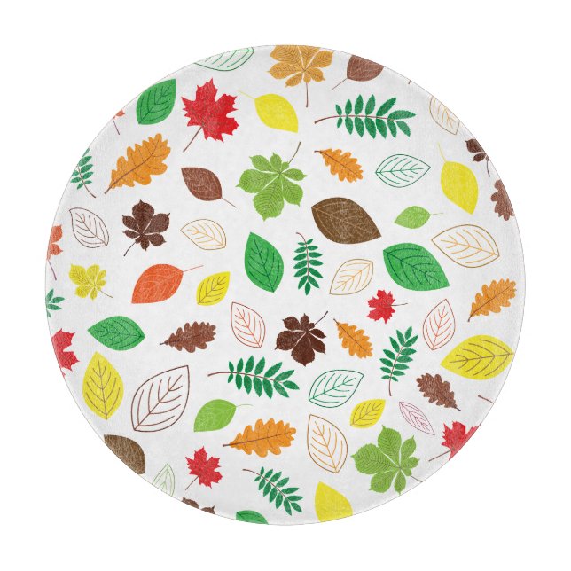 Colourful Autumn Leaves Pattern Cutting Board (Front)