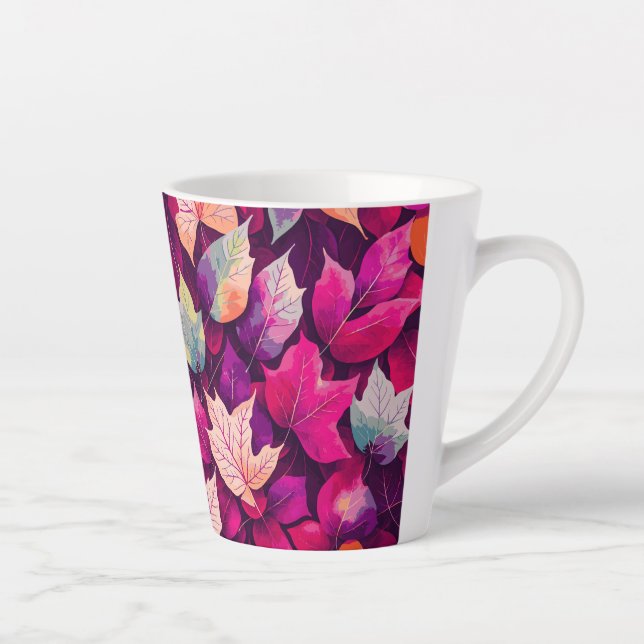 Colourful Autumn Leaves Pattern  Latte Mug (Right)