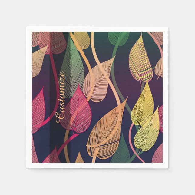 Colourful Autumn Leaves Pattern Napkins (Front)