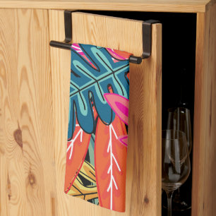 Colourful Autumn Leaves Pattern Tea Towel