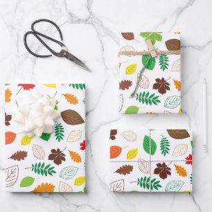 Colourful Autumn Leaves Pattern Wrapping Paper Sheet