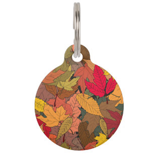 Colourful autumn leaves pet tag