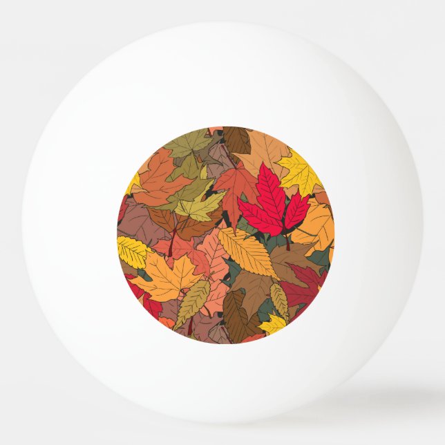 Colourful autumn leaves ping pong ball (Front)
