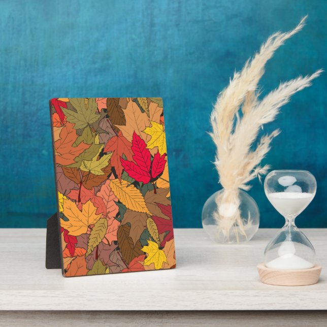 Colourful autumn leaves plaque (Side)