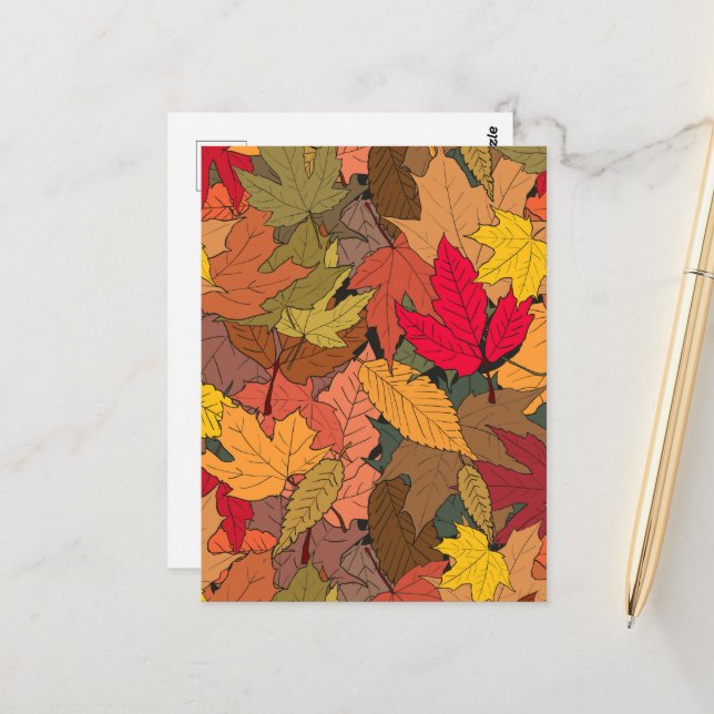 Colourful autumn leaves postcard (Front/Back In Situ)