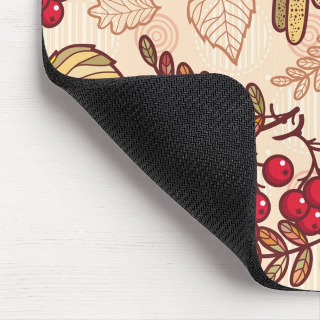 Colourful Autumn Leaves Red Berries Pattern Mouse Pad (Corner)