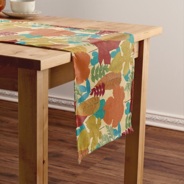 Colourful Autumn Leaves Short Table Runner (In Situ)