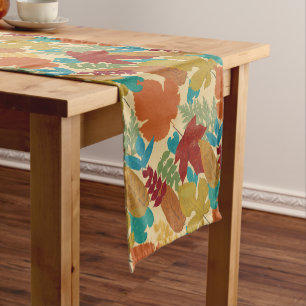 Colourful Autumn Leaves Short Table Runner