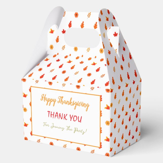 Colourful Autumn Leaves Thanksgiving Dinner Party  Favour Box (Front)