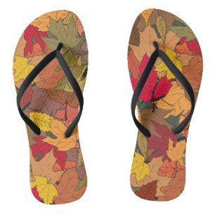 Colourful autumn leaves thongs