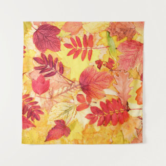 Colourful autumn leaves. Tree fallen leaf pattern. Tapestry