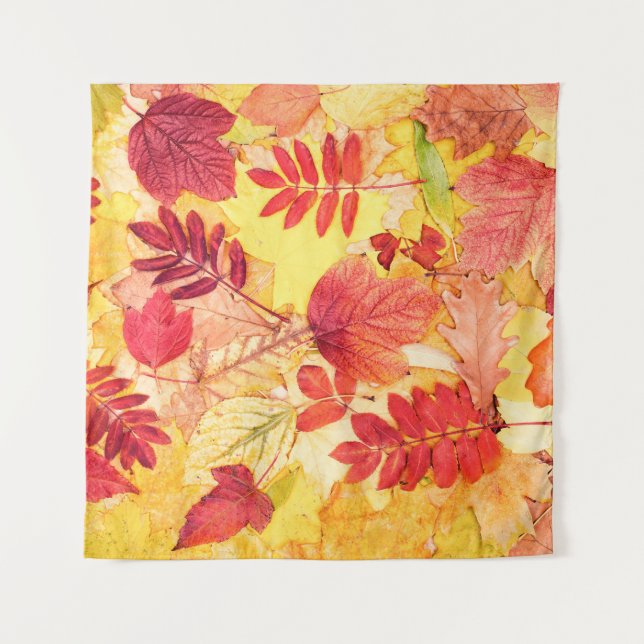 Colourful autumn leaves. Tree fallen leaf pattern. Tapestry (Front)