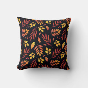 Colourful Autumn Leaves Watercolor Pattern Cushion