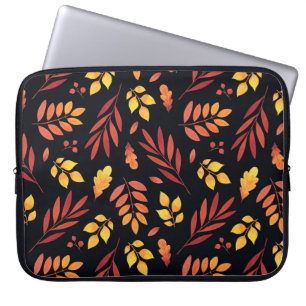 Colourful Autumn Leaves Watercolor Pattern Laptop Sleeve
