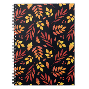 Colourful Autumn Leaves Watercolor Pattern Notebook