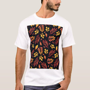 Colourful Autumn Leaves Watercolor Pattern T-Shirt