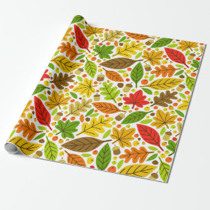 Colourful Autumn Leaves Wrapping Paper