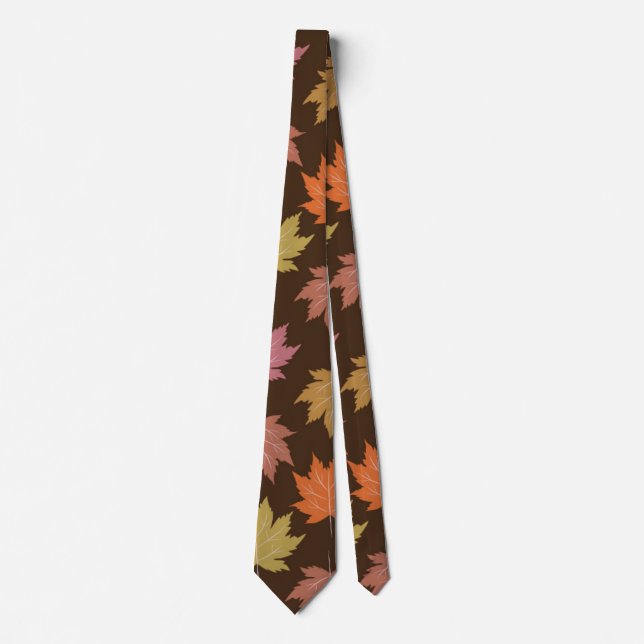 Colourful Autumn Maple leaves on dark brown    Tie (Front)