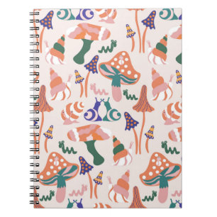Colourful autumn mushrooms in a seamless pattern d notebook