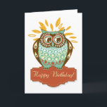 Colourful Autumn Owl Floral Happy Birthday Card<br><div class="desc">Colourful Autumn Owl Floral Happy Birthday Card A beautiful retro autumn illustration of a stout tawny owl. It is a unique and fun birthday card to give all of your family and friends.</div>