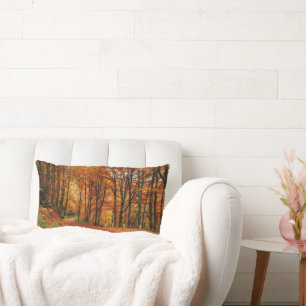 Colourful Autumn Path Lumbar Cushion
