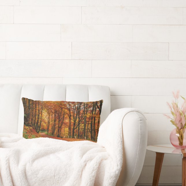 Colourful Autumn Path Lumbar Cushion (Couch)