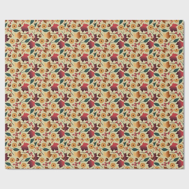 Colourful Autumn Pattern Wrapping Paper (Flat)